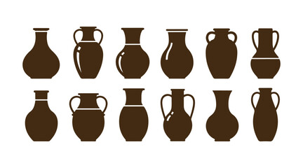 Set of varied vase icons shown in vibrant colors.