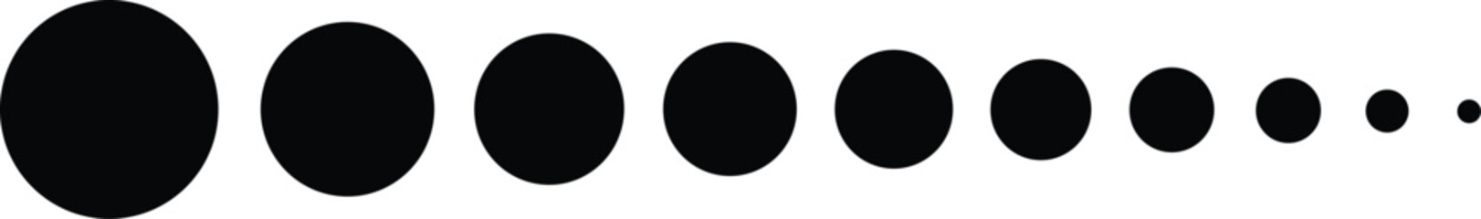 Abstract Monochrome Graphic Showing Radial Attenuation, Sound Volume Level, or Geometric Dot Sequence Element for Design and Infographics.