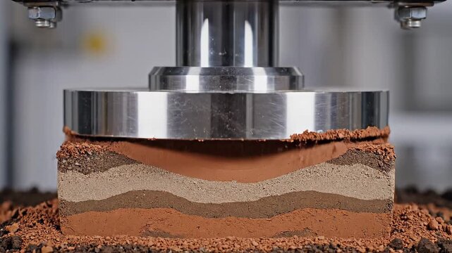 Soil Compression Test Layered Soil Sample Under Pressure