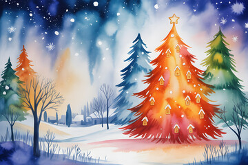 Christmas tree in the snow