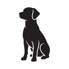 Elegant Black Silhouette of a Sitting Dog on White Background