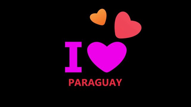 I love Paraguay design. heart symbol Paraguay graphic. 4k video.