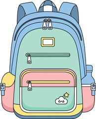 Colorful School Backpack Vector: Cute Bag for Kids

Back to School Icon: Pastel Green and Pink Rucksack

Student Education Bag: Cartoon Backpack Illustration