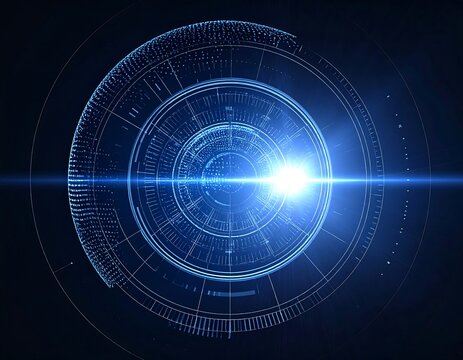 Futuristic Technology Interface with Glowing Blue Light and Circular Design.