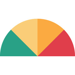 Obraz premium Semicircle Divided Into Four Sections Teal Yellow Orange and Red Colors Representing Data or Progress on Transparent Background