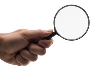 Magnifying glass in hand png, search tool, zoom, investigation, find, inspect, magnify, lens, discovery, research isolated on transparent background