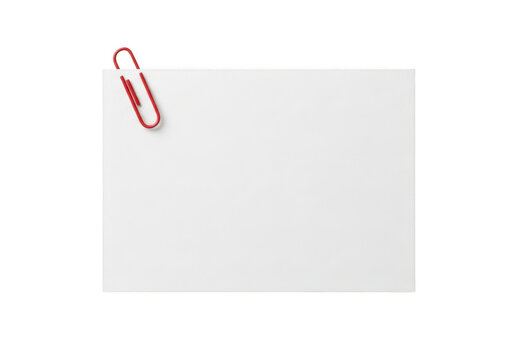 Blank white paper sheet with red paperclip mockup template design resource graphic element png isolated on transparent background