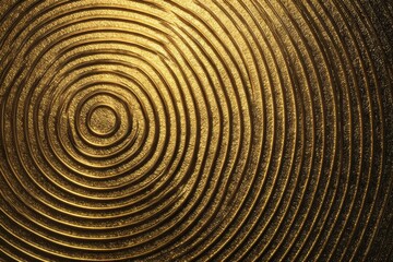 Fototapeta premium A metallic golden wall with embossed circular patterns creates an elegant surface, ideal for luxury interior design.