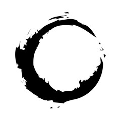 アイコン 筆文字 筆丸. 円 素材 単体 黒