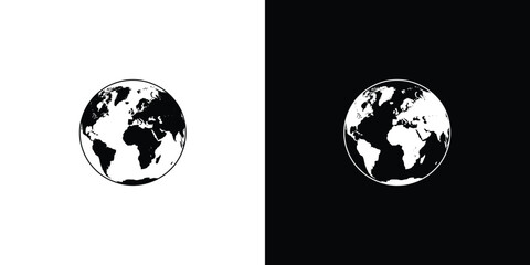 Fototapeta premium Earth Globe on Split Background Showing Continents and Oceans in Black and White