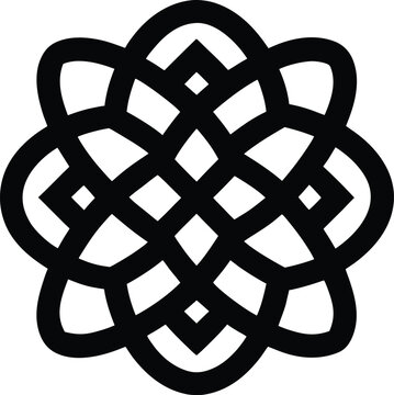 Black Celtic knot silhouette intricate interwoven loop on white background 1