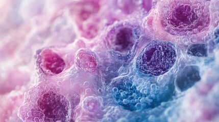 Microscopic View of Cellular Structures and Bubbles