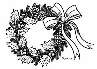 Vintage botanical engraving of a Christmas