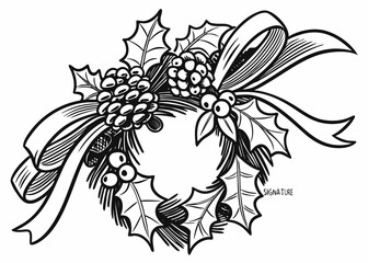 Vintage botanical engraving of a Christmas