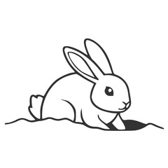 Minimalist Gray Line Art Illustration of a Rabbit Icon