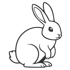 Outline Vector Illustration of a Sitting Rabbit or Bunny
