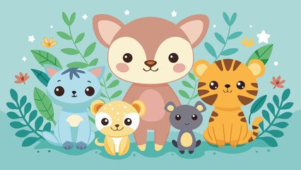 Hand-Drawn Baby Animals Pattern Vector Art – Cute Nursery Design for Textile, Fabric Prints, Posters, and Children’s Room Decor