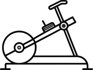 Rowing machine outline vector icon on white background