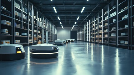 Automated Warehouse with Autonomous Mobile Robots for Efficient Logistics.