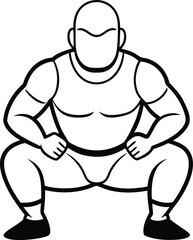 Outline squat exercise vector icon on white background