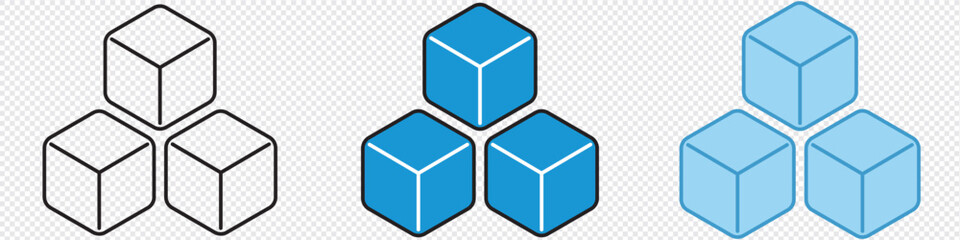 A few cubes, simple icon. Ice cubes logo or icon. Ice cube icon vector collection. silhouette and outline ice cube design. Vector illustration