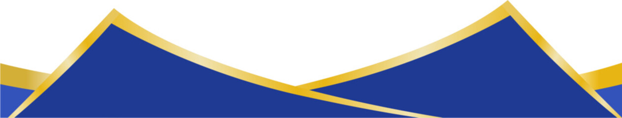 Elegant Blue and Gold Curved Border, Curved Blue Gold Banner Frame for Template Design, Luxury Blue Gold Corner Decoration Element