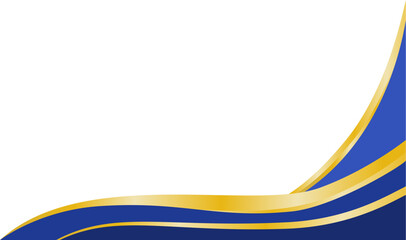 Elegant Blue and Gold Curved Border, Curved Blue Gold Banner Frame for Template Design, Luxury Blue Gold Corner Decoration Element