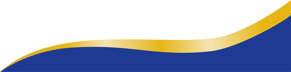 Elegant Blue and Gold Curved Border, Curved Blue Gold Banner Frame for Template Design, Luxury Blue Gold Corner Decoration Element