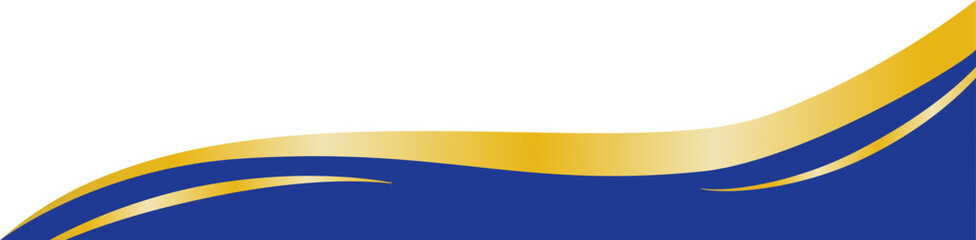 Elegant Blue and Gold Curved Border, Curved Blue Gold Banner Frame for Template Design, Luxury Blue Gold Corner Decoration Element