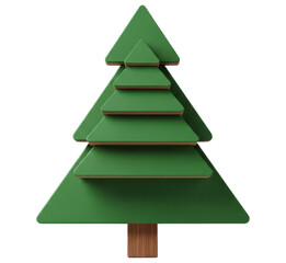 Stylized christmas tree with layered branches on transparent background