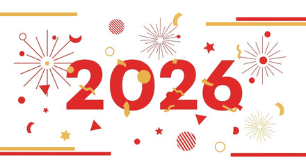 Celebrate the New Year with this vibrant 2026 design that is perfect for holiday promotions, cards, and festive marketing materials to spread joy!