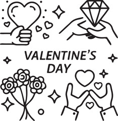 A bright vector illustration featuring wedding invitation card design concepts with rings and hearts alongside a lightbulb symbol of creative idea and innovation