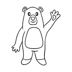 cute bear with greeting pose outline illustration