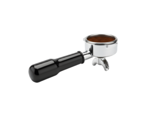 Espresso coffee machine's piston or portafilter set against a white background. Includes a clipping path.

