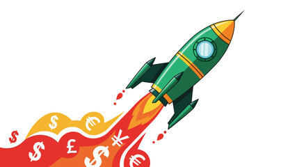 Rocket Launching Currency Financial Growth and Investment Strategy Icon