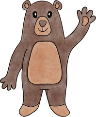cute bear with greeting pose flat illustration
