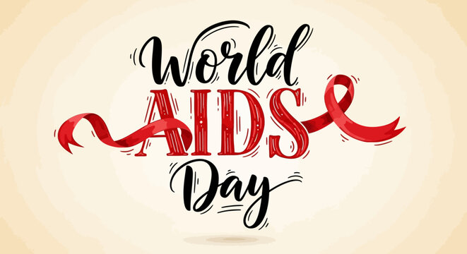 Show your support this World AIDS Day with this compelling design featuring a red ribbon, perfect for raising awareness and promoting unity in the fight.