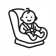 Car seat baby outline icon vector