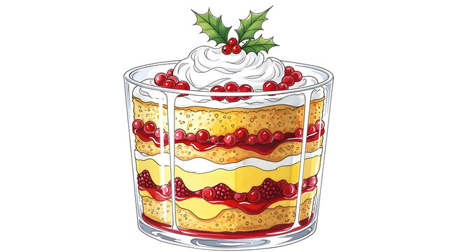 Festive Trifle in a Glass Bowl