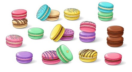 Obraz premium Sweet symphony of macarons a vibrant collection of colorful confections perfect for dessert lovers
