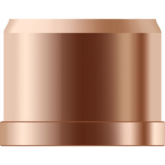 Shiny Copper Cylindrical Object With Brushed Metal Texture And Reflective Surface Isolated On Transparent Background