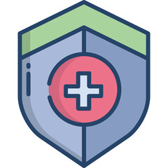 Shield Icon with Red Cross Symbol Representing Healthcare Protection and Medical Safety on Transparent Background