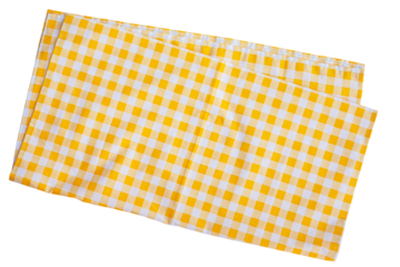 Top shot,yellow checkerboard pattern of placemat cloth for background.Perfect for food and drink menu