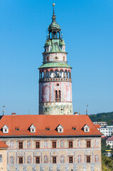 Obraz premium Close up at tower in Cesky Krumlov