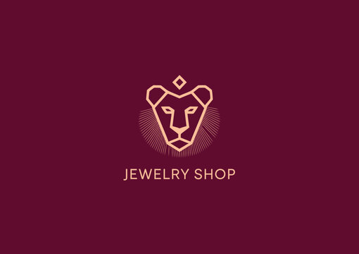 This image features a refined lion logo design representing a jewelry shop, showcasing elegance and sophistication perfect for branding upscale jewelry items.