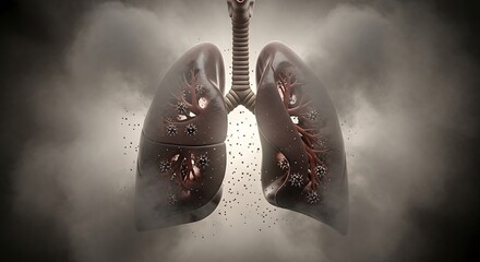 Lungs Damaged by Smoking - A Visual Representation of Respiratory Illness.