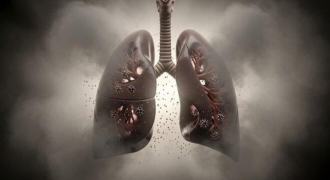 Lungs Damaged by Smoking - A Visual Representation of Respiratory Illness.