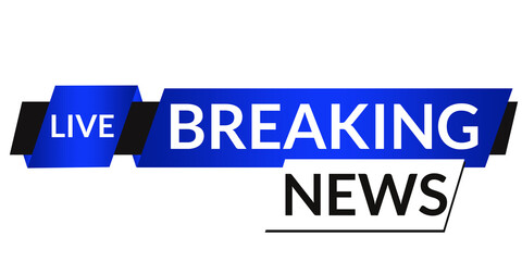 Blue and black live breaking news banner