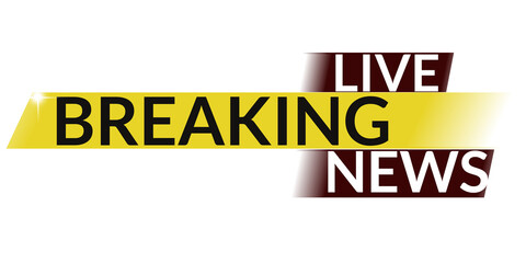 Yellow and black live breaking news banner