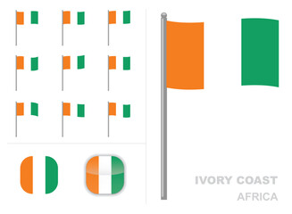 Ivory Coast Flag Africa Country Waving Animation App Icon Vector